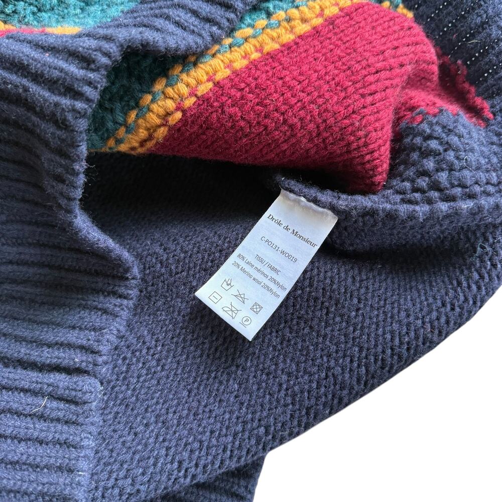 Drole De Monsieur Navy 'La Maille Tartan' Sweater Mens Medium - Picture 3 of 4